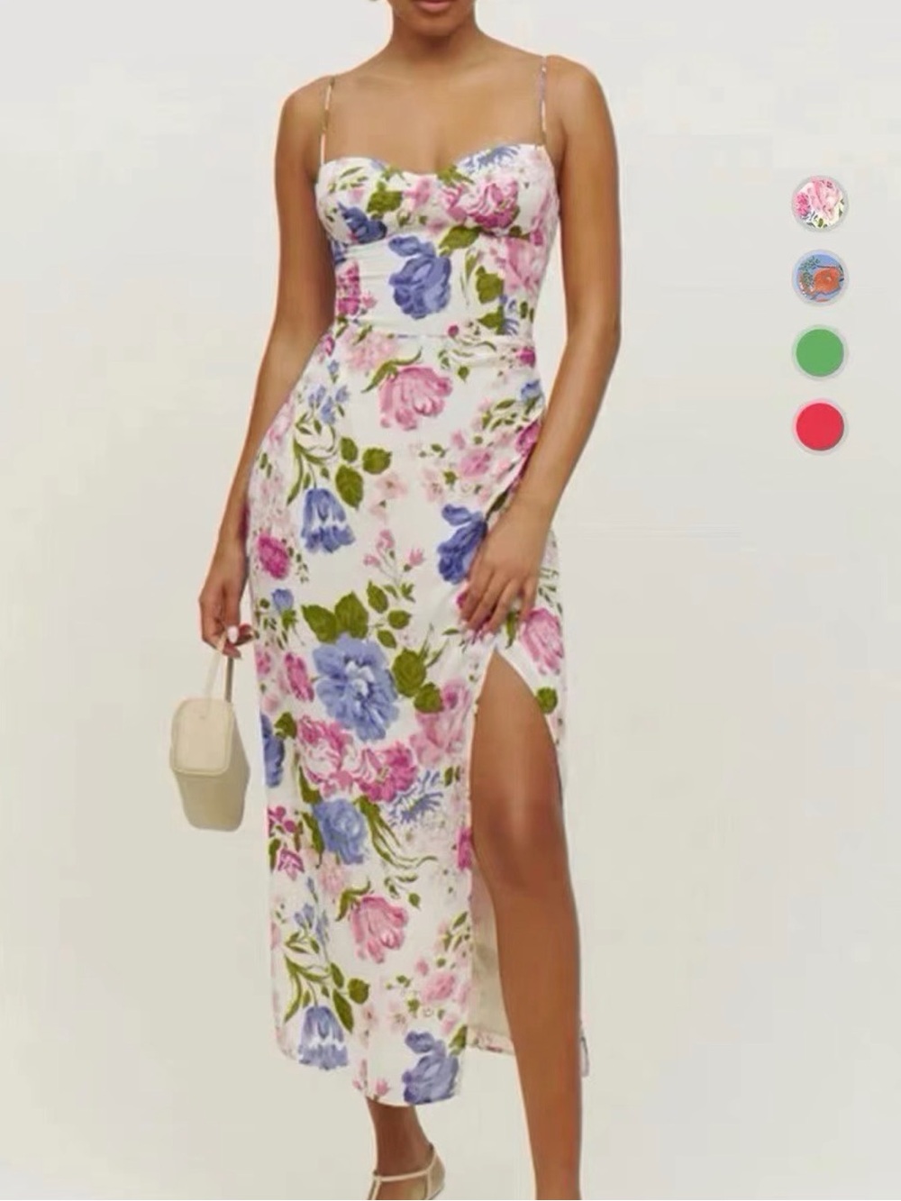 Floral Midi Dress in Blue & Pink from Taobao.com